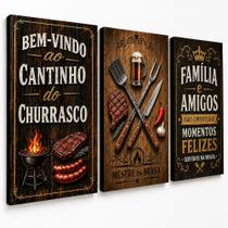 Kit 3 Quadro Decorativo Churrasco Área Gourmet Madeira 40x28 Kit 3 Quadro Decorativo Churrasco Área Gourmet Madeira 40x28
