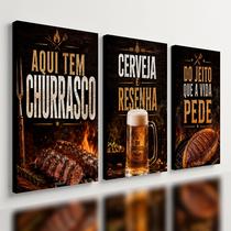 Kit 3 Quadro Decorativo Churrasco Carne Cerveja Área Gourmet 28x20cm Kit 3 Quadro Decorativo Churrasco Carne Cerveja Área Gourmet 28x20cm