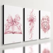 Kit 3 Quadro Decorativo Cristã Menina Rosa Gospel Cruz 28x20cm Kit 3 Quadro Decorativo Cristã Menina Rosa Gospel Cruz 28x20cm