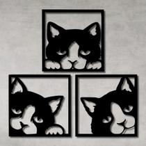Kit 3 Quadro Decorativo de Gato em MDF 3mm Design Moderno para Ambientes Sofisticados Kit 3 Quadro Decorativo de Gato em MDF 3mm Design Moderno para Ambientes Sofisticados