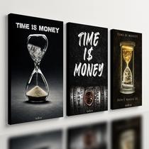 Kit 3 Quadro Decorativo Dinheiro Money Riqueza Tempo Quarto Qualidade Premium Moderno 40x28cm Kit 3 Quadro Decorativo Dinheiro Money Riqueza Tempo Quarto Qualidade Premium Moderno 40x28cm