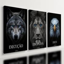 Kit 3 Quadro Decorativo Disciplina Execução Foco Leão Luxo 40x28cm Kit 3 Quadro Decorativo Disciplina Execução Foco Leão Luxo 40x28cm
