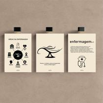 Kit 3 Quadro Decorativo Enfermagem Consultório Médico Faculdade 40x28cm