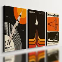 Kit 3 Quadro Decorativo Espaço Retrô Nasa Foguete Saturno Kit 3 Quadro Decorativo Espaço Retrô Nasa Foguete Saturno