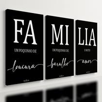 Kit 3 Quadro Decorativo Família Amor Sala Quarto Premium 40x28cm