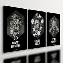 Kit 3 Quadro Decorativo Física Einstein Tesla Newton Ciencia 40x28cm Kit 3 Quadro Decorativo Física Einstein Tesla Newton Ciencia 40x28cm