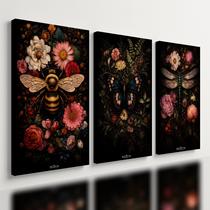 Kit 3 Quadro Decorativo Floral Borboleta Abelha Jardim Flor Kit 3 Quadro Decorativo Floral Borboleta Abelha Jardim Flor
