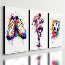 Kit 3 Quadro Decorativo Futebol Jogador Bola Colorido Quarto Qualidade Premium 28x20cm Kit 3 Quadro Decorativo Futebol Jogador Bola Colorido Quarto Qualidade Premium 28x20cm