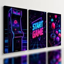 Kit 3 Quadro Decorativo Gamer Retro Fliperama Arcade Jogo 28x20cm Kit 3 Quadro Decorativo Gamer Retro Fliperama Arcade Jogo 28x20cm