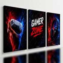 Kit 3 Quadro Decorativo Gamer Zone Controle Headset Setup 28x20cm Kit 3 Quadro Decorativo Gamer Zone Controle Headset Setup 28x20cm