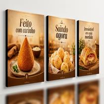 Kit 3 Quadro Decorativo Lanchonete Padaria Salgado Luxo Moderno