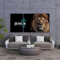 Kit 3 Quadro Decorativo Leão de Judá Cristão Gospel 60x30cm Kit 3 Quadro Decorativo Leão de Judá Cristão Gospel 60x30cm