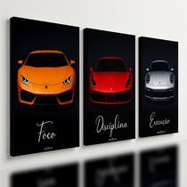 Kit 3 Quadro Decorativo Motivacional Super Carro Esportivo Moderno Luxo Qualidade Premium 40x28cm Kit 3 Quadro Decorativo Motivacional Super Carro Esportivo Moderno Luxo Qualidade Premium 40x28cm