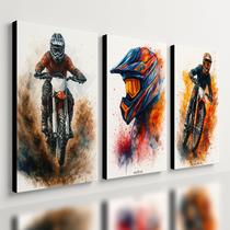 Kit 3 Quadro Decorativo Motocross Enduro Trilha Quarto Moto 40x28cm Kit 3 Quadro Decorativo Motocross Enduro Trilha Quarto Moto 40x28cm