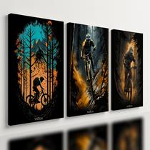 Kit 3 Quadro Decorativo Mountain Bike Ciclismo Bicicleta 40x28cm