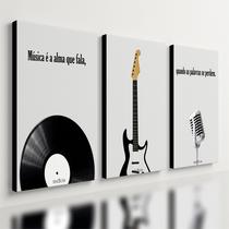 Kit 3 Quadro Decorativo Musica Clássica Retro Disco Moderno 40x28cm Kit 3 Quadro Decorativo Musica Clássica Retro Disco Moderno 40x28cm