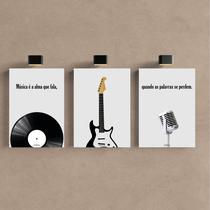 Kit 3 Quadro Decorativo Musica Clássica Retro Disco Moderno