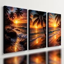 Kit 3 Quadro Decorativo Paisagem Praia Mar para Casa Hotel Qualidade Premium Moderno 28x20cm Kit 3 Quadro Decorativo Paisagem Praia Mar para Casa Hotel Qualidade Premium Moderno 28x20cm