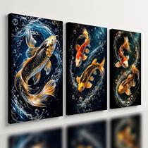 Kit 3 Quadro Decorativo Peixe Pesca Koi Carpa Moderno Qualidade Premium 28x20cm Kit 3 Quadro Decorativo Peixe Pesca Koi Carpa Moderno Qualidade Premium 28x20cm