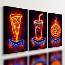 Kit 3 Quadro Decorativo Pizzaria Neon Pizza Restaurante Luxo Moderno 28x20cm Kit 3 Quadro Decorativo Pizzaria Neon Pizza Restaurante Luxo Moderno 28x20cm