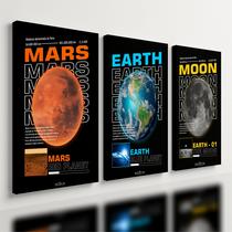 Kit 3 Quadro Decorativo Planeta Marte Lua Galáxia Moderno 40x28cm Kit 3 Quadro Decorativo Planeta Marte Lua Galáxia Moderno 40x28cm