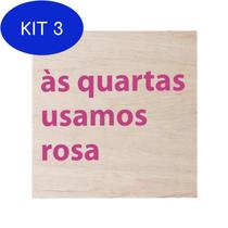 Kit 3 Quadro Decorativo Quarta Usamos Rosa 19X19Cm - L3 Store