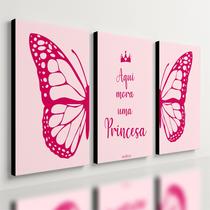 Kit 3 Quadro Decorativo Quarto Menina Dorme Princesa Bebê 40x28cm Kit 3 Quadro Decorativo Quarto Menina Dorme Princesa Bebê 40x28cm