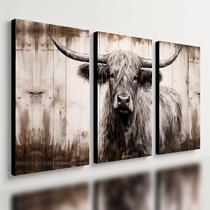 Kit 3 Quadro Decorativo Vaca Highland Boi Fazenda Country Kit 3 Quadro Decorativo Vaca Highland Boi Fazenda Country