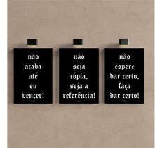 Kit 3 - Quadro Frases Motivacionais Preto Sucesso Fé Mdf Kit 3 - Quadro Frases Motivacionais Preto Sucesso Fé Mdf