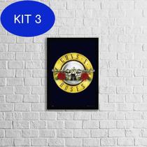 Kit 3 Quadro Guns N' Roses 24X18Cm - Quadros On-Line