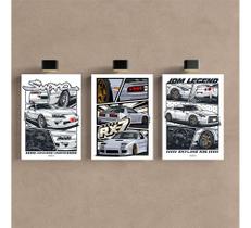 Kit 3 Quadro Jdm Carro Placa Decorativa Japão Supra Skyline Kit 3 Quadro Jdm Carro Placa Decorativa Japão Supra Skyline