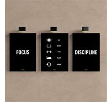 Kit 3 Quadro Motivacional Placa Decorativa Disciplina Foco Kit 3 Quadro Motivacional Placa Decorativa Disciplina Foco