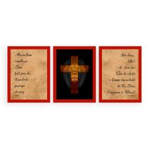 Kit 3 Quadros 33x43 C/ Moldura O Leão Da Tribo De Judá