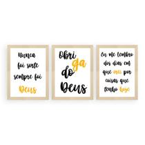 Kit 3 Quadros 33x43 C/ Moldura Obrigado Deus