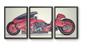 Kit 3 Quadros A4 Akira Moto Kaneda