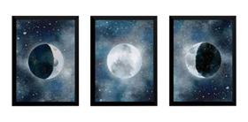 Kit 3 Quadros A4 Fases Da Lua Arte Conjunto