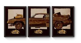 Kit 3 Quadros A4 Filme Mad Max Carro Poster Moldurado