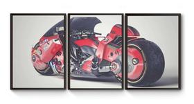 Kit 3 Quadros A4 Moto Futurista Akira Poster Moldurado