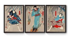 Kit 3 Quadros A4 Ukio-e Atores Nos Papéis De Doguya Jinza