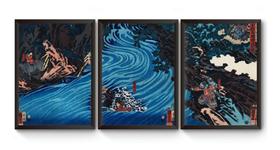 Kit 3 Quadros A4 Ukiyo-e Liu Bei Cruzando O Rio Caoqi Kit 3 Quadros A4 Ukiyo-e Liu Bei Cruzando O Rio Caoqi