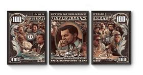 Kit 3 Quadros A4 Wolf Of Wall Street