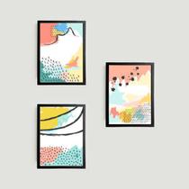 Kit 3 Quadros Abstratos Candy Colors 24x18cm Kit 3 Quadros Abstratos Candy Colors 24x18cm