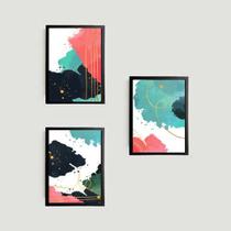 Kit 3 Quadros Abstratos Coloridos 24x18cm