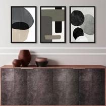 Kit 3 Quadros Abstratos Decoração Industrial- Cinza E Preto 45x34cm Kit 3 Quadros Abstratos Decoração Industrial- Cinza E Preto 45x34cm