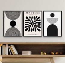 Kit 3 Quadros Abstratos Geométricos 45x34cm - Vidro Preto