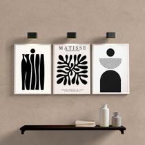 Kit 3 Quadros Abstratos Matisse - 24x18cm - Moldura Preta