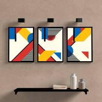 Kit 3 Quadros Abstratos Mondrian 45X34Cm