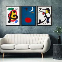 Kit 3 Quadros Abstratos Obras de Miró 33x24cm - com vidro Kit 3 Quadros Abstratos Obras de Miró 33x24cm - com vidro