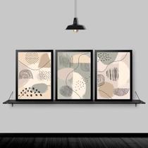 Kit 3 Quadros Abstratos Orgânicos 24X18Cm - Madeira Branca