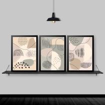 Kit 3 Quadros Abstratos Orgânicos 33x24cm - com vidro Kit 3 Quadros Abstratos Orgânicos 33x24cm - com vidro